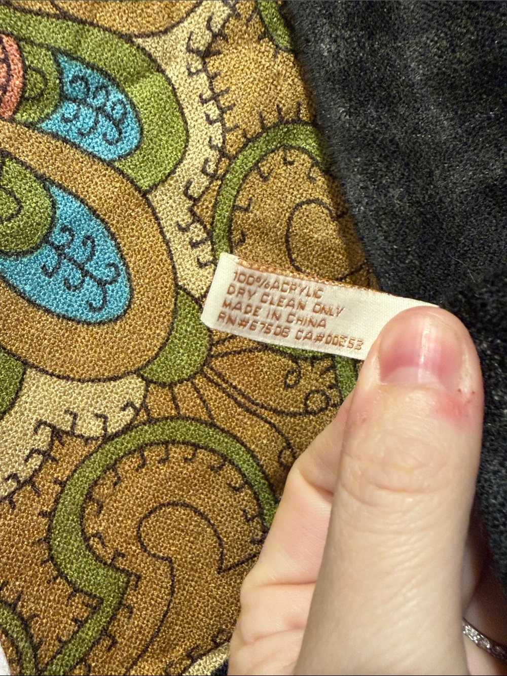 Black Paisley Wrap Scarf with Multicolor Accents - Picture 3 of 4